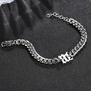 Rich <span class=keywords><strong>Brian</strong></span> Seven Brother Hip-Hop Bracelet Cubain À La Mode Hommes Femmes Personnalité En Acier Inoxydable Plaqué Or Lettre Chaîne Épaisse - Product Image 2