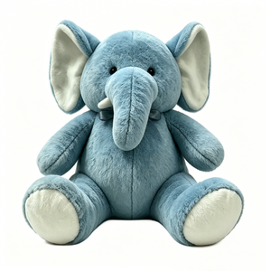 Peluche de Elefante Azul, Peluche de Elefante Sentado, Lindo Peluche de Elefante Azul Suave, Peluche de Elefante con Orejas Grandes - Product Image 2