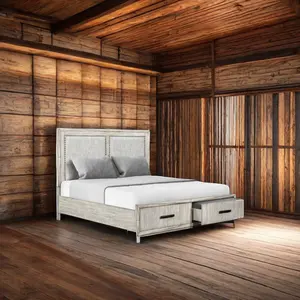 Luxury Modern American Style Bedroom Furniture Best Price Solid Wood Dove King Bed Set for Wholesale
