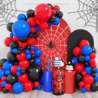 Guirlande de ballons en latex super-héros araignée rouge, bleu et noir, imprimée en sérigraphie, pour décoration de fête d'anniversaire de garçons, vente en gros de ballons