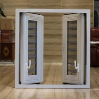 Fenêtre à persiennes en aluminium avec verre, certifiée NFRC TOMA AS2047 CE, cadre en aluminium, fenêtre à battants en aluminium, persiennes en verre anti-effraction en aluminium