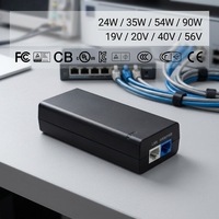 Injecteur PoE Gigabit IEEE802.3af/at 24W 35W 54W 0.5A 1A 1.26A 19-56V Adaptateur d'alimentation pour commutateur PoE pour moniteur