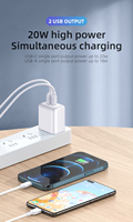 Chargeur rapide USB-C PD 20W avec QC3.0 pour appareil photo, écouteurs et plusieurs appareils, adaptateur de voyage, vente chaude, directement de l'usine
