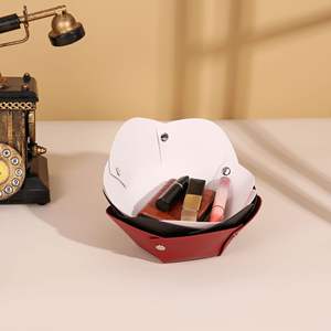 Organizador de Escritorio Plegable Ecológico, Color Blanco Hueso, Bandeja de Almacenamiento de Cosméticos para Maquillaje, Joyería y Artículos Pequeños, 58g, Hecho en Guangzhou - Product Image 2