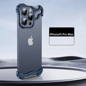 Funda protectora con marco de metal de forma irregular para iPhone 16 Pro Max 15 Plus con cubierta de teléfono móvil con película de lente electrochapada - Product Image 4