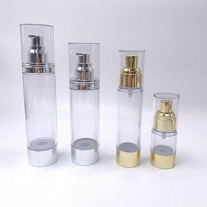 Botellas de Plástico con Bomba Dosificadora sin Aire para Cosméticos de 15ml, 30ml y 50ml, Transparentes, Recargables, con Bombas Plateadas y Doradas - Product Image 1