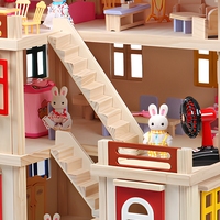 Kit de montage de maison de poupée en bois Montessori, maison à 3 étages, jouet de simulation pour enfants