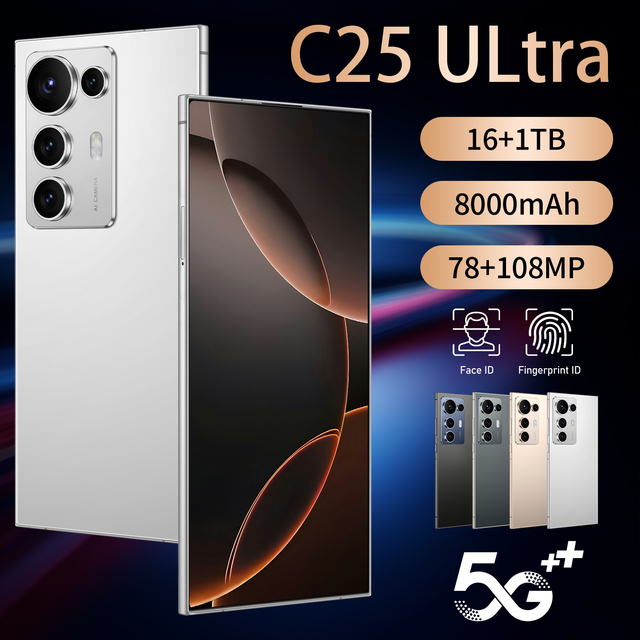 C25 5G Android 14 Phone, 6.8" HD Screen, Deca Core CPU, 108MP Camera, 6800mAh, Unlocked