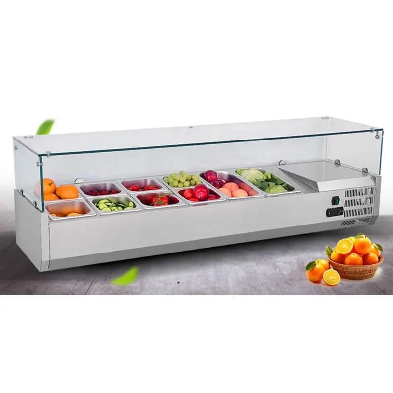 Salad bar commercial refrigerator chiller Refrigeration equipment Pizza showcase