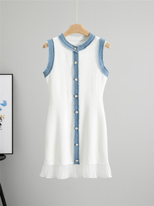 Abito <span class=keywords><strong>Midi</strong></span> estivo da <span class=keywords><strong>donna</strong></span> europeo americano per gilet in Denim lavato transfrontaliero indipendente - Product Image 3