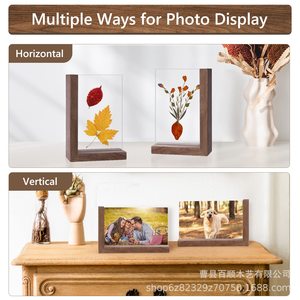 Solid Wood L Shaped Photo <b>Frame</b> Vertical Desktop Display Picture <b>Frame</b> For Living Room Bedroom - Product Image 3