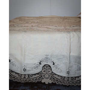 Couvre-lit en lin ivoire Robcultura, grandes sections en dentelle bobine, reine, king, double, twin, imprimé en coton et polyester, couvre-lit pour la maison - Product Image 4