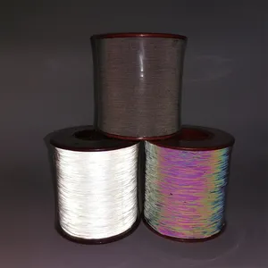 Double Face Reflective Thread In 0.5mm Yarn Grey Silver Color Polyester For Knitting Clothes