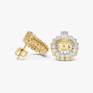 Boucles d'oreilles pendantes de luxe en forme d'halo de diamants, finition plaquée or, pour femmes, bijoux de mode et occasions cadeaux, en gros - Product Image 2
