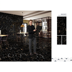 Losas de porcelana pulida Charcoal Black Onyx de 600x1200 mm para pisos y paredes - Product Image 4