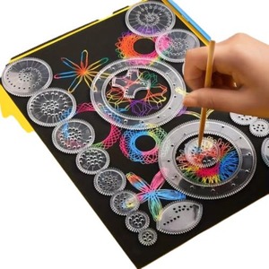 Grosir penggaris ajaib warna-warni Set lukisan goresan Puzzle menggambar mainan permainan otak - Product Image 1