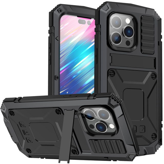 Hot Sell Wholesale Luxury Rugged Armor 360 Full Phone Case for iPhone 14 Pro Max 14Plus 13 12 11 Metal Aluminum Shockproof Cover