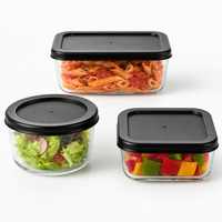 Boîte à lunch rectangulaire en verre borosilicate de 820 ml avec couvercle en plastique sans BPA, compatible micro-ondes, anti-fuite, écologique, fournie par l'usine
