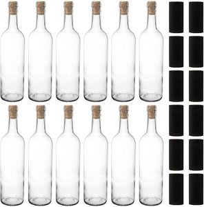 Paquet de 12 bouteilles de <span class=keywords><strong>vin</strong></span> en verre de <span class=keywords><strong>Bordeaux</strong></span> de 750ml bouteilles vides à fond plat pour liqueur pour jus de liqueur de champagne Limoncello-ébullition - Product Image 2