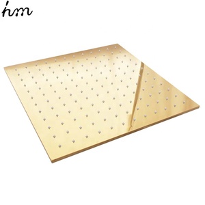 16" Stainless Steel Golden Plated Led Color Change Ceiling Light Shower - Product Image 1