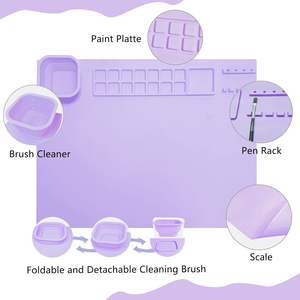 Tappetino da disegno portatile in silicone antiaderente per bambini - Tappetino da pittura riutilizzabile per bambini con tazza, set di giocattoli educativi creativi per il disegno - Product Image 4