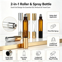 Flacons en verre 2-en-1 de 10 ml avec bille roulante et pulvérisateur, flacons en verre vides rechargeables à double embout, mini flacons de voyage portables roll-on et spray
