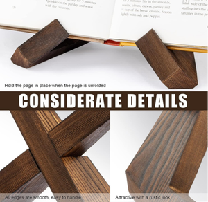 Rustic Wooden <strong>Cookbook</strong> Stand for Kitchen, Recipe Book Holder - Product Image 4