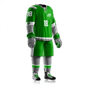 Uniforme de hockey sur glace vert pour homme, maillot personnalisé numéro 18, impression par sublimation, polyester respirant, tenue d'équipe adulte LONG MISSION - Product Image 5