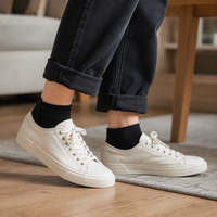 Chaussettes invisibles pour femmes, coupe basse, sans couture, en mélange de coton, douces, respirantes, avec bord côtelé, couleur unie noire, lot multiple
