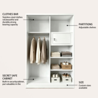 Armoire à 2 portes avec motif imprimé, armoire en acier, surface miroir, armoire de rangement, Lemari Pakaian