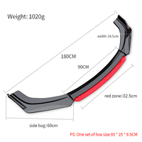 Kit de 4 pièces universel pour lèvre de pare-chocs avant, spoiler déflecteur rouge brillant, diffuseur inférieur avant, pièce de carrosserie automobile