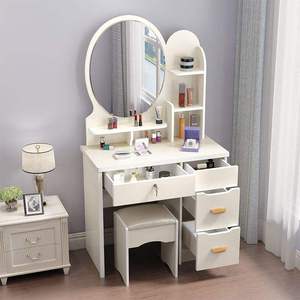 Coiffeuse moderne minimaliste blanche <span class=keywords><strong>avec</strong></span> miroir, table de maquillage économique pour chambre à coucher et <span class=keywords><strong>commode</strong></span> de rangement pour la maison - Product Image 3