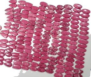 High Quality Pink Thulite Pair Gemstone Smooth Polished Cabochon Matching Stones for Custom Jewelry Design Available For Sale - Product Image 6