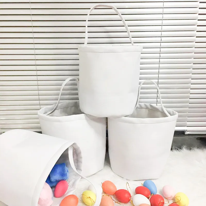 2021 Easter New Design Storage Bag Sublimation White Blank Easter Basket Cotton DIY Customized Easter Bunny Bag For Party Gift