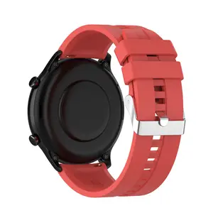 Con fibbia argento cinturino smart watch da 22mm cinturino in gomma siliconica con barra a molla per Amazfit GTR 2e / GTR2