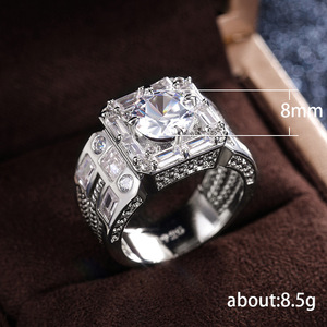 Bague de cocktail géométrique F676 en or rose avec cristaux et strass sertis, bague de fiançailles fine pour femme - Product Image 5