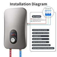 Chauffe-eau électrique instantané sans réservoir intelligent et portable 220V 5.5KW, chauffage rapide réglable, en acier inoxydable, pour hôtel et usage domestique
