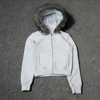 Sweat à capuche d'hiver épais en molleton de coton avec capuche en fausse fourrure personnalisée pour hommes