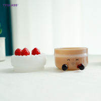 Boîte à bibelots en verre en forme de gâteau, directement de l'usine, en verre borosilicate, petit pot de rangement avec sculpture de fruits rouges