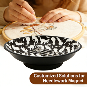 Mangkuk Magnetik Pola Hitam 4 Inci dengan Cetakan Penuh, Alat Penahan Jarum, Magnet Jarum Jahit, Penjepit Jarum, Kustomisasi Jarum - Product Image 2