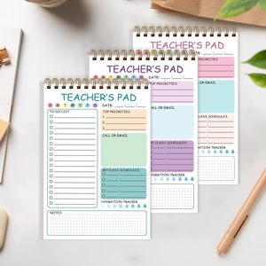 Carnet à spirale pour enseignant, organisateur de liste de tâches quotidiennes, planificateur coloré pour enseignant, cadeau pour la rentrée scolaire, liste de tâches et cours - Product Image 1