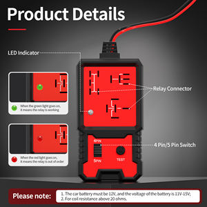 Probador de relé automotriz duradero, comprobador de relé portátil de 12 voltios, Analizador de relé de 4 pines y 5 pines fiable con indicador LED para coche - Product Image 3