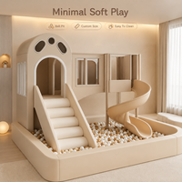 Structure de jeu intérieure commerciale avec piscine à balles, toboggan tubulaire et mur d'escalade, maisonnette pour espace de jeux de café, club d'enfants et école maternelle