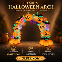 Arche géante d'Halloween en forme de citrouille, de crâne en sucre et de chauve-souris, lanterne de festival pour décorations d'événements du Jour des Morts