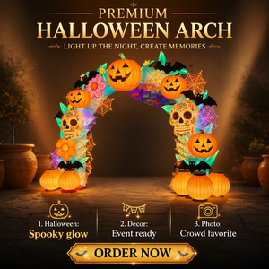 Arco Gigante per Esterni a Tema Halloween con Zucca, Teschio di Zucchero e Pipistrello, Lanterna per Eventi e Decorazioni del Giorno dei Morti - Product Image 1