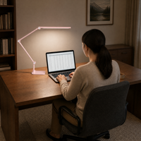 Lampe de bureau LED rose pliable en métal, double source, CRI95, intensité réglable, télécommande tactile, pour étude, chambre à coucher, lecture