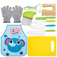 Ensemble de couteaux en plastique ambidextres pour enfants, lames dentelées, couteau pour tout-petits, coupe-légumes ondulé, éplucheur, trancheurs de pommes de terre, planche à découper