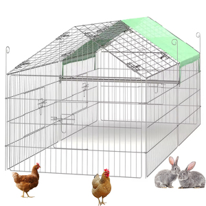 Grand Enclos Extérieur Pliable en Métal pour Volailles, Lapins, Chats, Chiens – Parc de Jeu et Poulailler avec Housse Anti-UV - Product Image 6