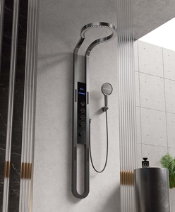 Nouvel ensemble <span class=keywords><strong>de</strong></span> <span class=keywords><strong>douche</strong></span> circulaire à dôme cascade avec écran <span class=keywords><strong>de</strong></span> <span class=keywords><strong>douche</strong></span> à affichage numérique en laiton - Product Image 5