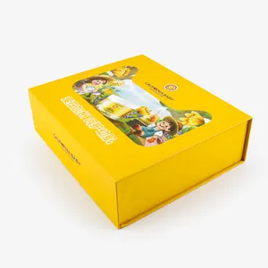 하이 퀄리티 밝은 옐로우 컬러 책 모양 종이 상자 어린이 스킨 케어 포장 상자 접이식 종이 상자